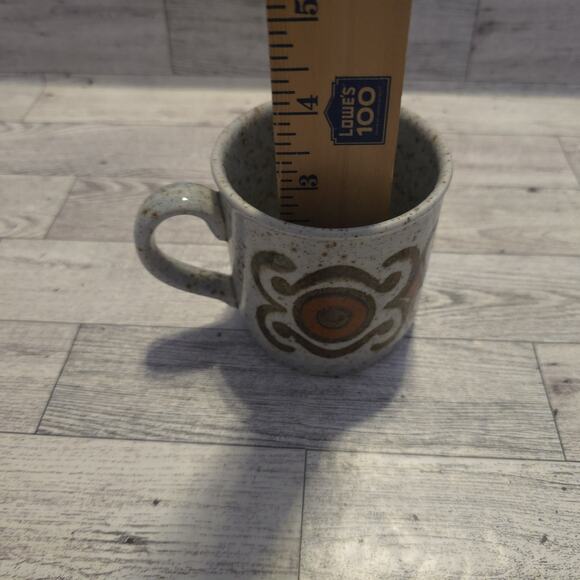 Retro Speckled Teacup with brown and orange decoration - Picture 7 of 7